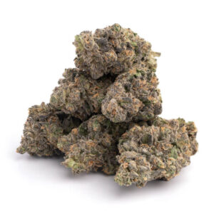 Dried Honey Bun flowers, displaying the strain's dense and crystal-covered buds.