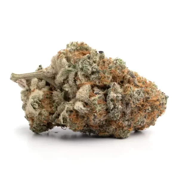 Strawberry Cough cannabis buds with 22-26% THC, showcasing its vibrant green color and resinous trichomes.