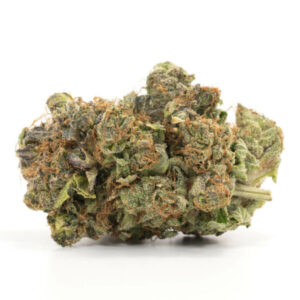 Island Pink Kush cannabis buds met roze pistillen en witte trichomen.